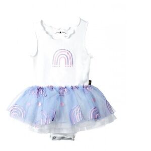 White and Blue Rainbow Tutu Dress by Petite Hailey